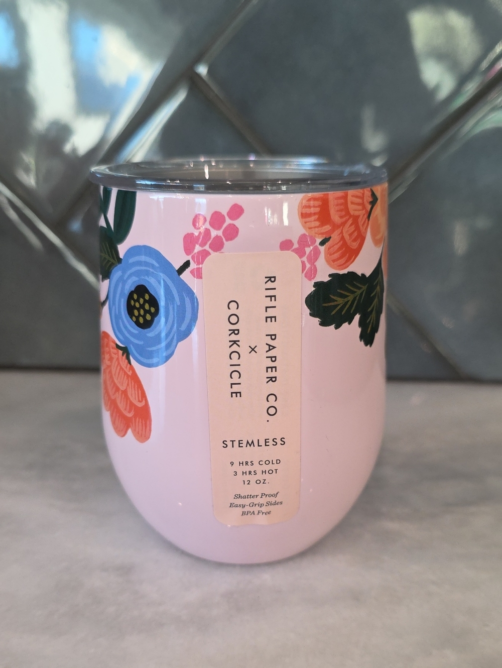 Rifle Paper Co. x Corkcicle Pink Floral Stemless Tumbler
